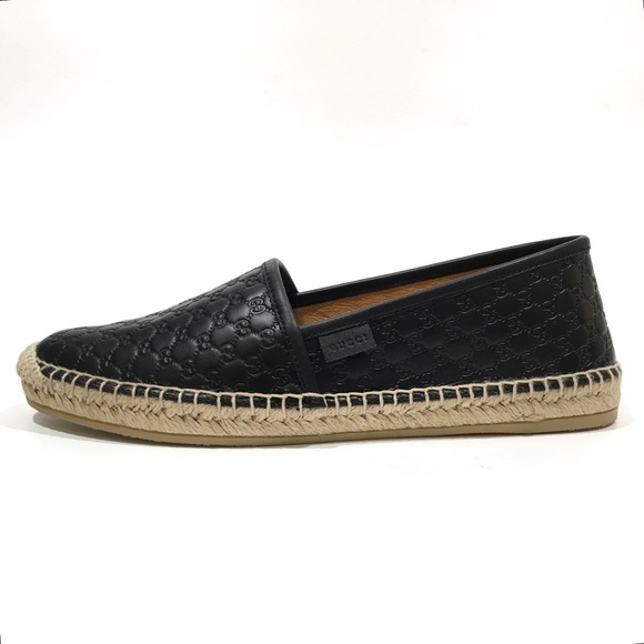 GUCCI 567106 MICROGUCCISSIMA LEATHER ESPADRILLES -BLACK -WOMEN’S US 8 -NEW - Picture 4 of 10